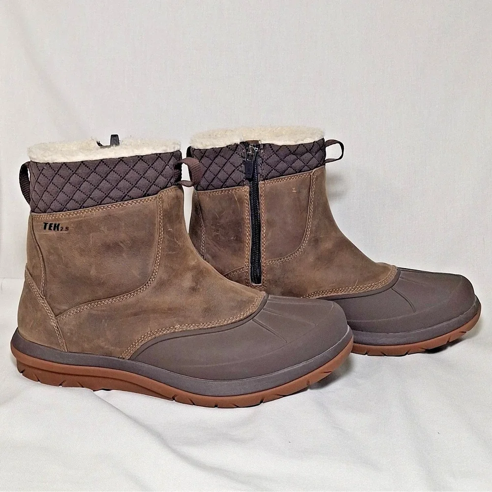 L.L.‎ Bean Womens 11 M Vista Mid Boots Gray Brown Thinsulate Waterproof Fleece